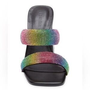 🌸OPEN EDIT🌸 Sasha Rhinestone Sandal in Black Rainbow Size 8M